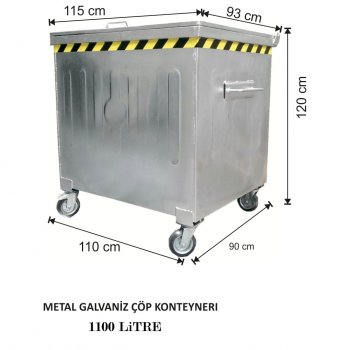 1100 Litre Metal Çöp Konteyneri